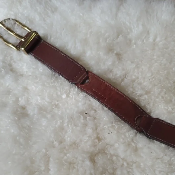 Fossil Tan Leather Belt with Brass Buckle - Picture 6 of 7